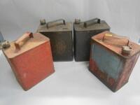 Four vintage petrol cans