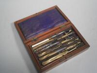 A mahogany cased technical drawing or draughtsman set.