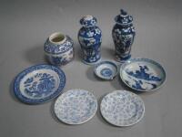 A small selection of Chinese and Oriental pattern blue and white pottery. (8)