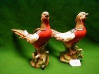 A pair of Continental porcelain figures of pheasants