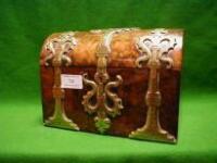 A 19thC burr walnut stationery box