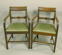 A pair of early 19thC mahogany open armchairs