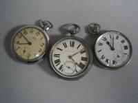 A Victorian silver open face pocket watch and two others.