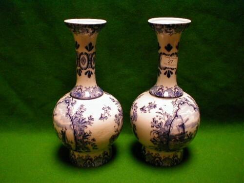 A pair of Delft bottle vases