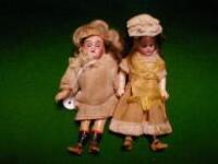 Two bisque headed dolls-house dolls