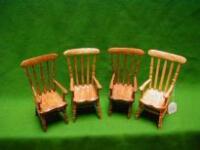 A set of 4 dolls-house Windsor armchairs