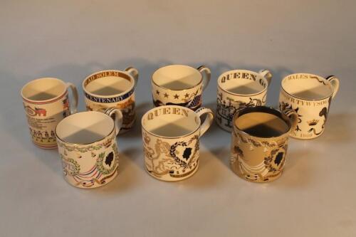 Six Wedgwood mugs designed by Richard Gayatt