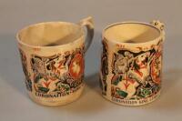 Two Coronation mugs designed by Dame Laura Knight