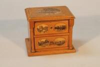 A Mauchline ware miniature chest of drawers