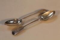 A pair of Victorian silver fiddle pattern dessert spoons