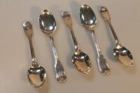 A set of five early Victorian fiddle and shell pattern teaspoons