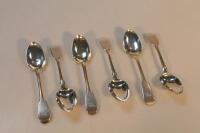 Six William IV silver fiddle pattern dessert spoons