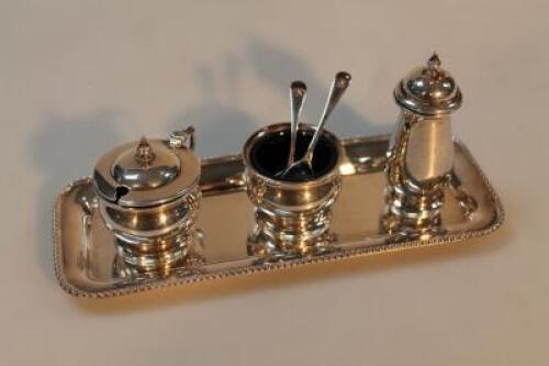 A George VI three-piece cruet set