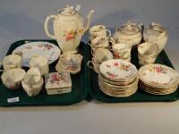 A Royal Crown Derby floral pattern part tea service.