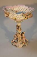 A 19thC Sitzendorf porcelain centre piece