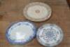 Three late 19thC transfer printed meat plates