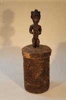 Tribal Art. An African cylindrical relic container