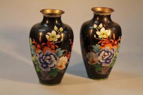 A pair of decorative 20thC cloisonne vase