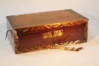 A 19thC rosewood brass inlaid writing box