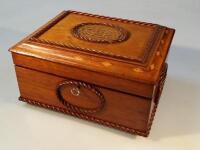 A 19thC oak fitted boxed and hinged cover