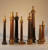 Eight early 20thC brass hose nozzles.