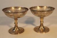 A pair of George V silver pierced bon bon dishes by J & R Griffin
