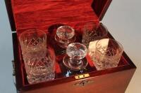 A modern cased set of Tudor crystal whisky glasses and two decanters