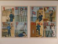 Three framed 19thC chromolithographs of the naval alphabet