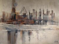 Wilson (20thC School). Three abstract paintings of cities