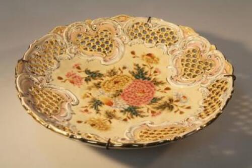 A Zolney Pecs large pottery pierced charger