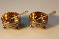 A pair of Victorian silver gilt salts by Elkington & Co