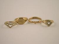 Three 9ct gold dress rings