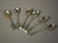 An associated set of six fiddle pattern dessert spoons