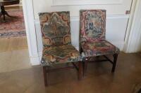 A pair of late 18thC mahogany hall or side chairs