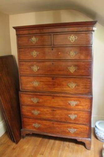 A George III mahogany chest on chest or tall boy