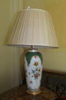 A late 19thC Continental porcelain vase converted to a table lamp