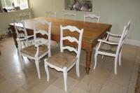 A Victorian and later pitch pine farmhouse table