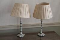 A pair of painted faux bamboo table lamps