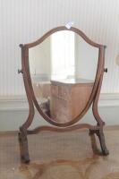 An Edwardian string inlaid mahogany dressing table mirror