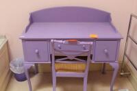 A purple painted wash stand or dressing table
