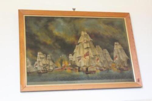 A 19thC print of the Battle of Trafalgar