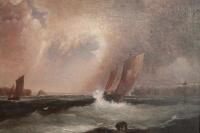 19thC English School. Coastal scene with sailing boats in a squall