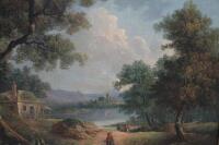 Early 19thC School. A landscape with a lake and castle in the distance