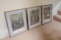 Three 18thC engravings of Austrian horsemen with their mounts