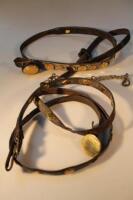 Two thin Martingales with small horse brasses.