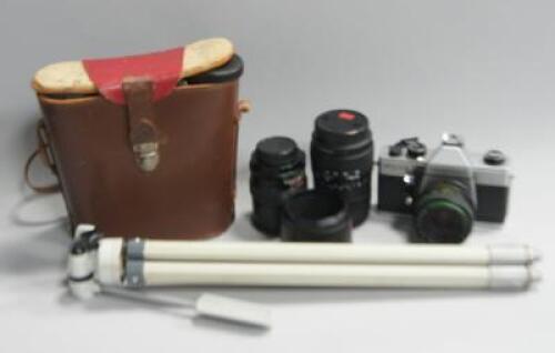 A selection of camera equipment