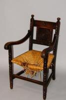 A 19thC carved oak deep carver chair