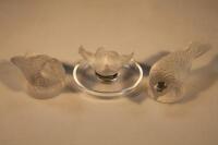 Three pieces of modern Lalique style glass