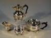 A George V and later silver four-piece tea service