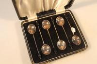 A set of six modern silver coffee spoons